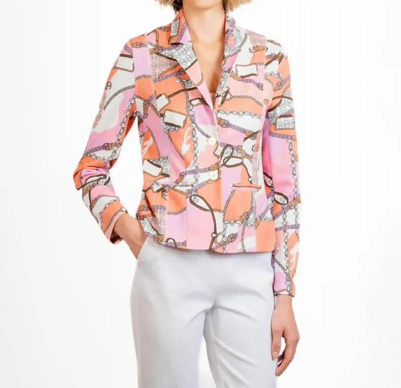 Doorbuster Deal Printed Knit Pique Blazer In Cantaloupe