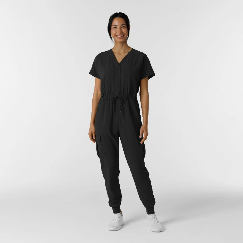 Early Access RENEW Women's Cargo Jogger Scrub Jumpsuit - Black