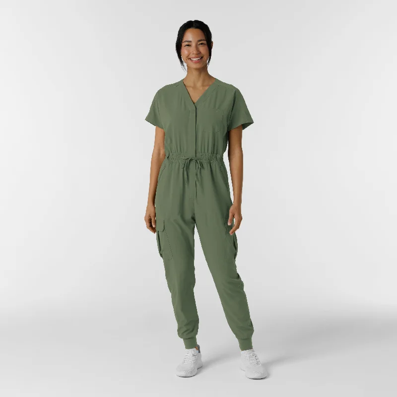 Online Only RENEW Women's Cargo Jogger Scrub Jumpsuit - Olive