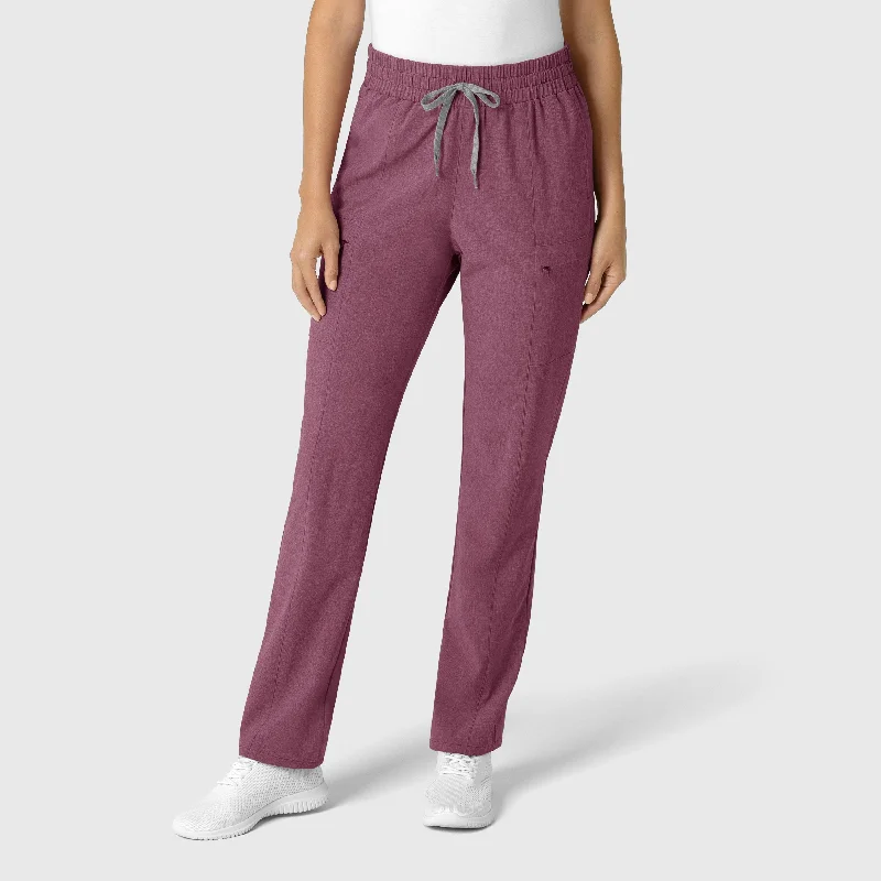 Year-End Sale RENEW Women's High Waist Slim Leg Scrub Pant - Wine Heather