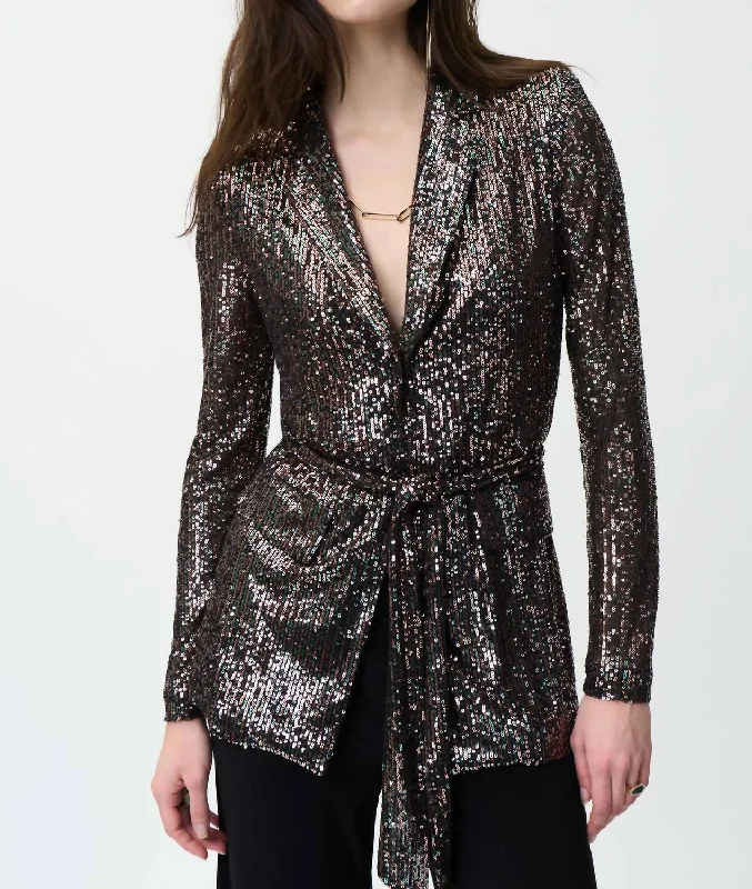 Price Reduction Sequin Blazer In Black/multi