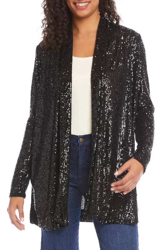 Quick Sale Sequin Jacket In Black Sequin