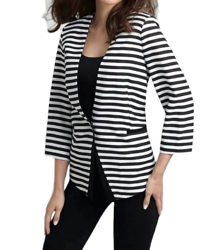 Amazing Deals Striped Blazer In Black/white