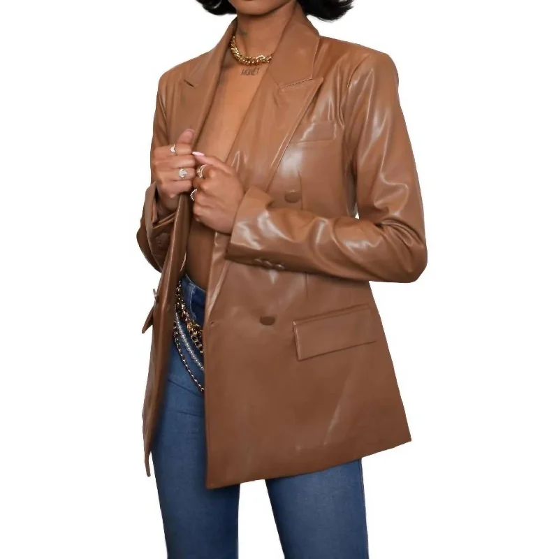 Super Sale Tailored Double Breasted Blazer In Toffee