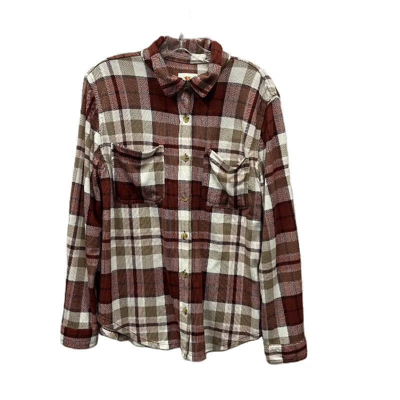 Crazy Savings Top Long Sleeve By C And C In Plaid Pattern, Size: L