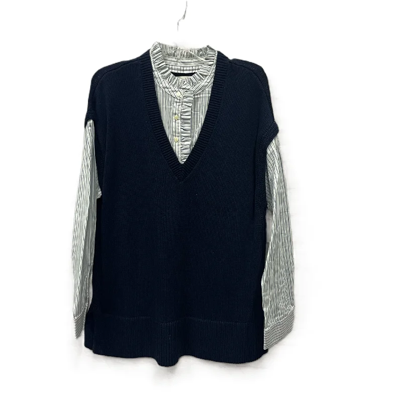 Special Buy Top Long Sleeve By Loft In Blue & White, Size: Xl