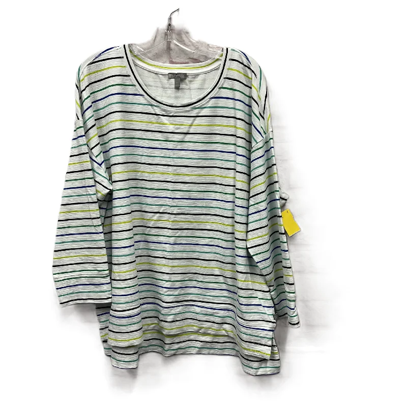 Warehouse Sale Top Long Sleeve By Talbots In Green & White, Size: 2x