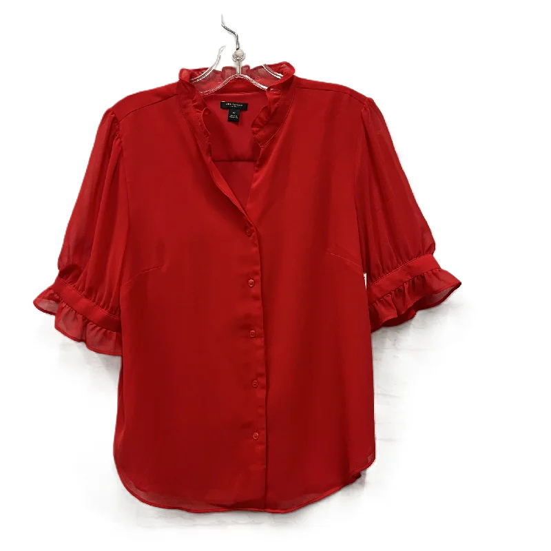 Fantastic Offers Top Short Sleeve By Ann Taylor In Red, Size: Mp