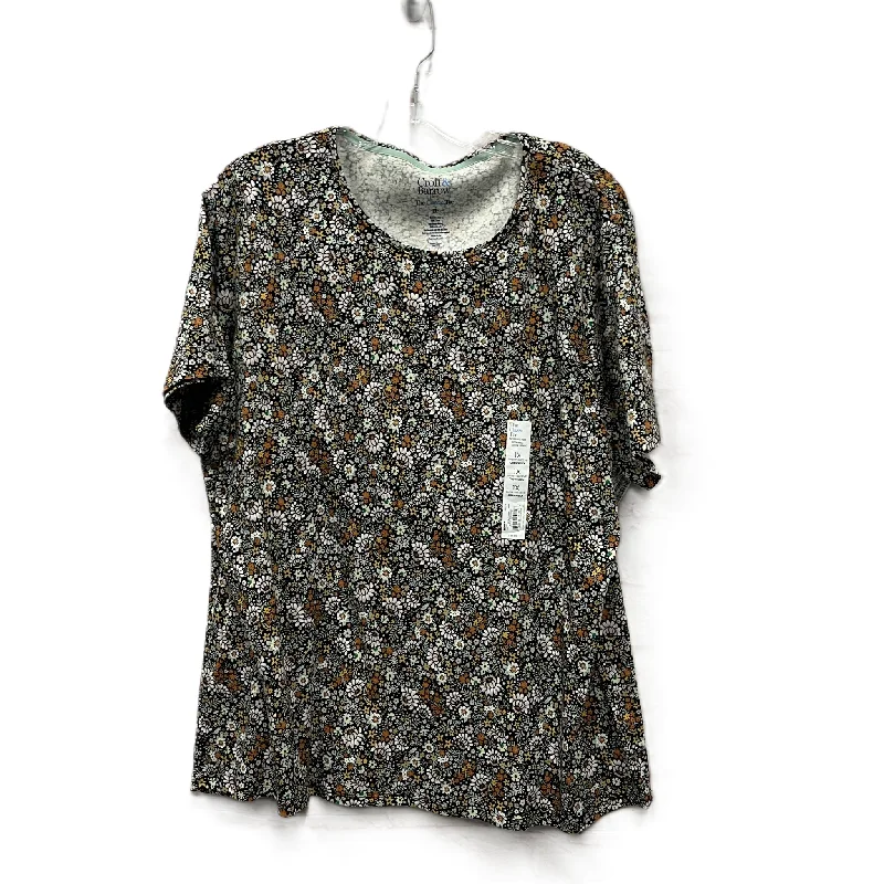 Season Finale Sale Top Short Sleeve By Croft And Barrow In Floral Print, Size: 1x