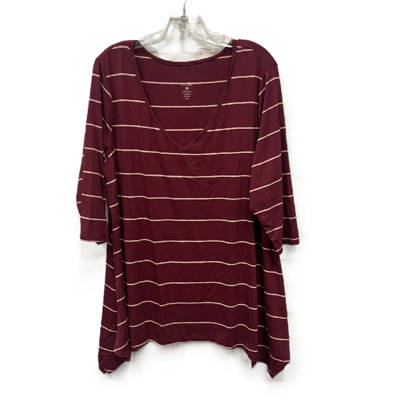 Closeout Top Short Sleeve By Just Be In Maroon, Size: 3x