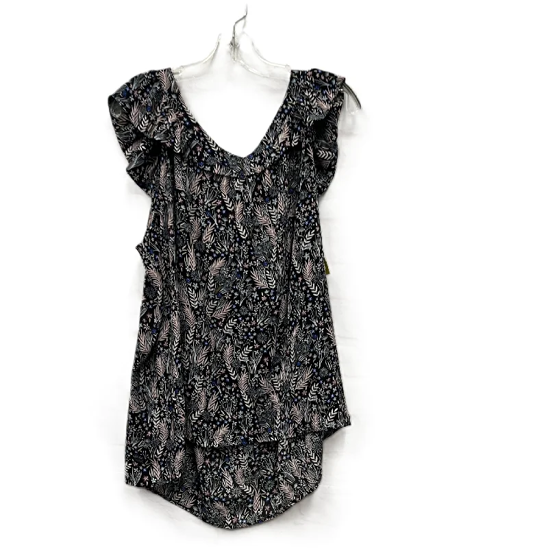 Price Reduction Top Short Sleeve By Loft In Black & Pink, Size: Xl