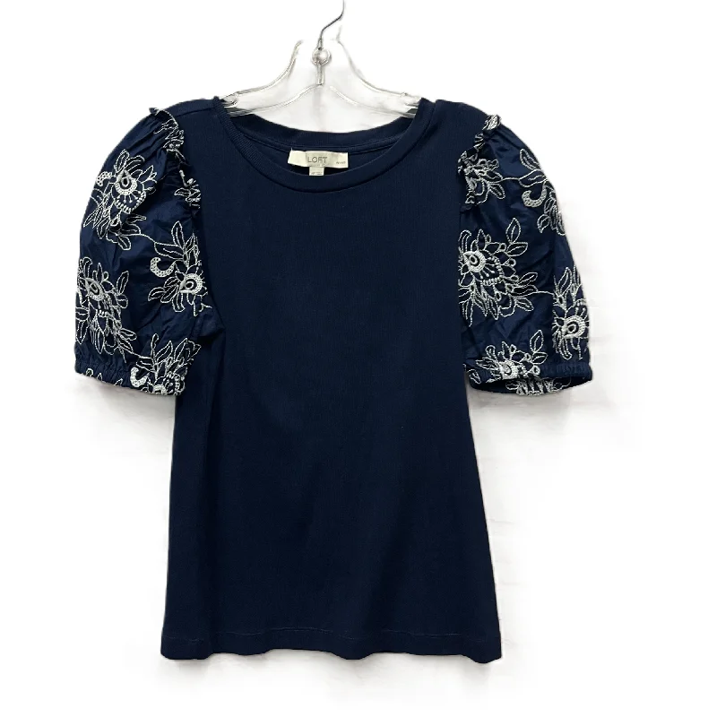 Daily Deals Top Short Sleeve By Loft In Blue, Size: Mp