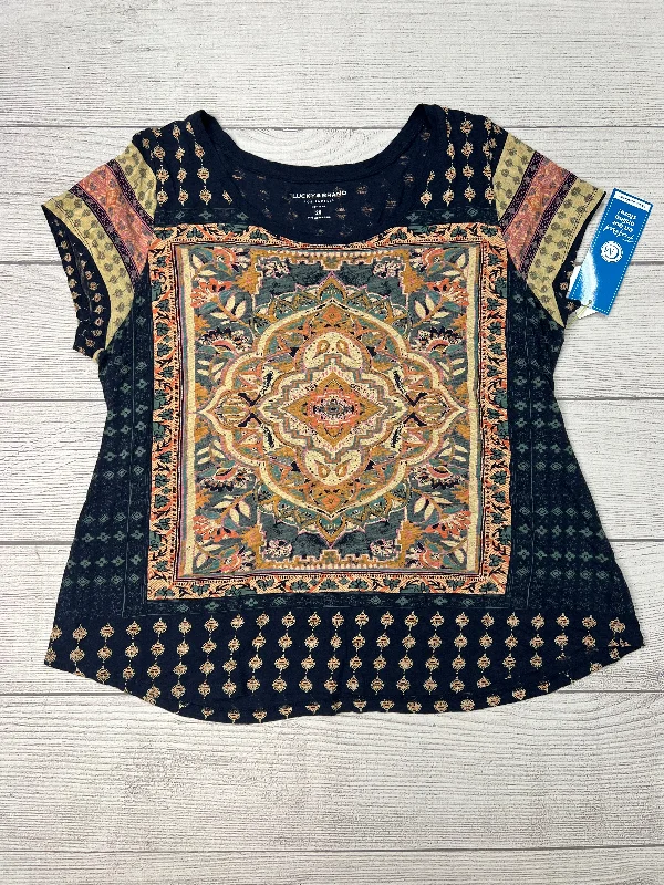 Price Cut Top Short Sleeve By Lucky Brand In Navy, Size: 2x