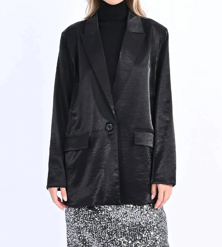 Reduced Prices Wide Satin Blazer In Black