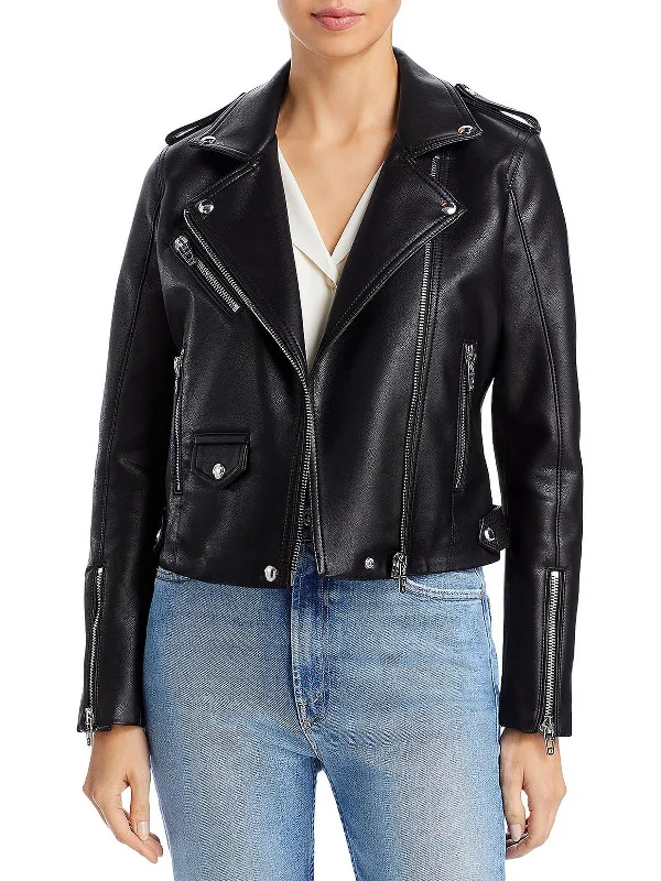 Limited Edition Womens Faux Leather Short Moto Coat