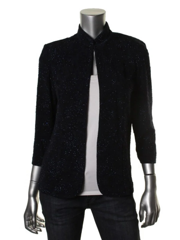 Weekend Deal Womens Glitter Mandarin Collar Blazer