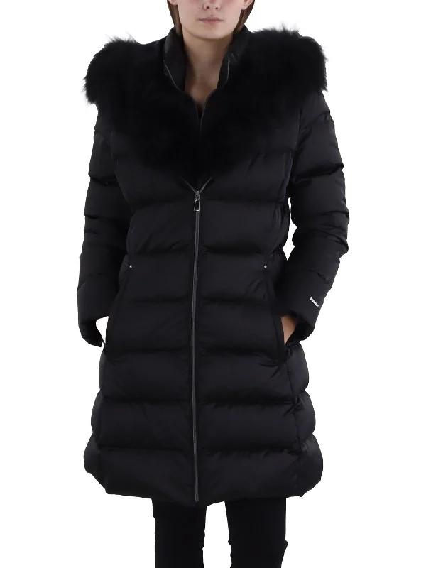 Deal Dash Womens Insulated Faux Fur Trim Puffer Jacket