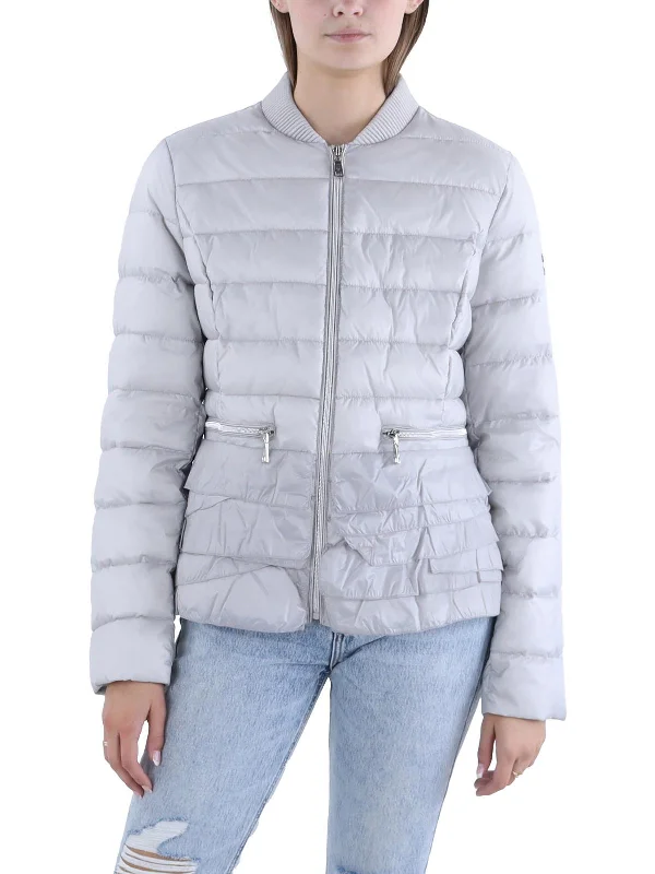 Crazy Deals Womens Insulated Ruffled Trim Puffer Jacket