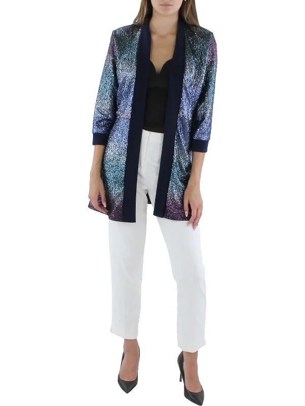 Closeout Womens Knit Metallic Duster Blazer