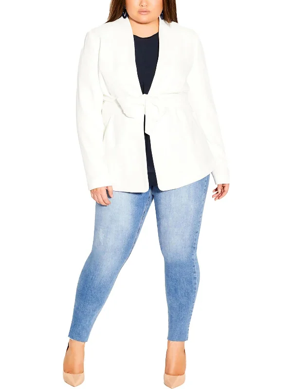Price Smash Womens Knit Textured Open-Front Blazer