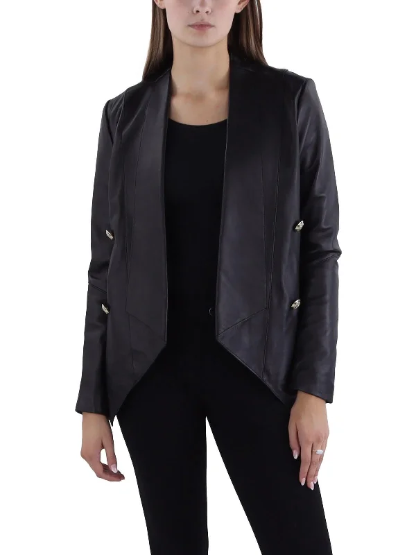 Act Fast Womens Leather Asymmetric Leather Jacket