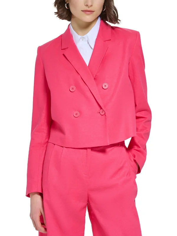 Buy More, Save More Womens Linen Blend Linen Double-Breasted Blazer