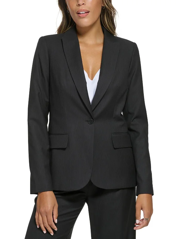 Price Meltdown Womens Pinstripe Polyester One-Button Blazer