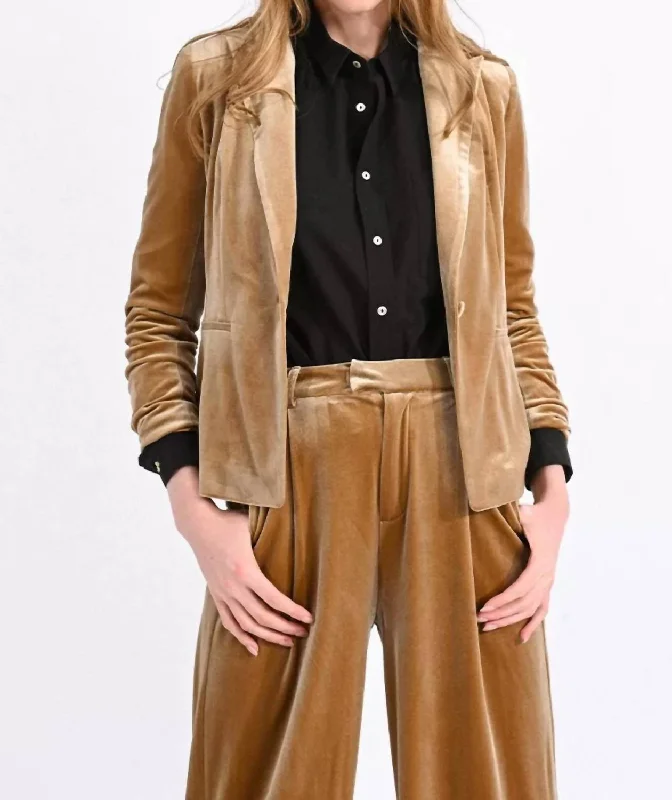 Extra Savings Women's Velvet Blazer In Beige