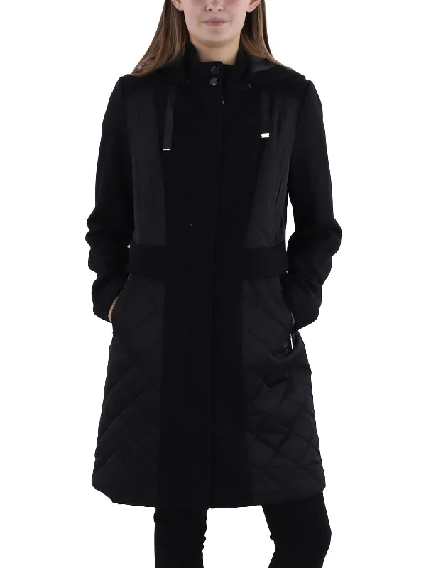 Instant Discount Womens Wool Blend Mixed Media Wool Coat