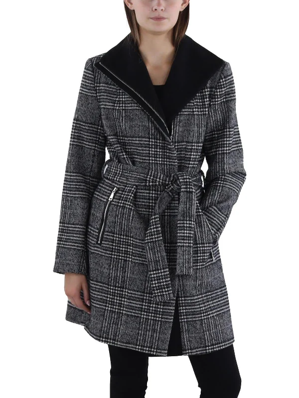 Savings Bonanza Womens Wool Blend Plaid Wool Coat