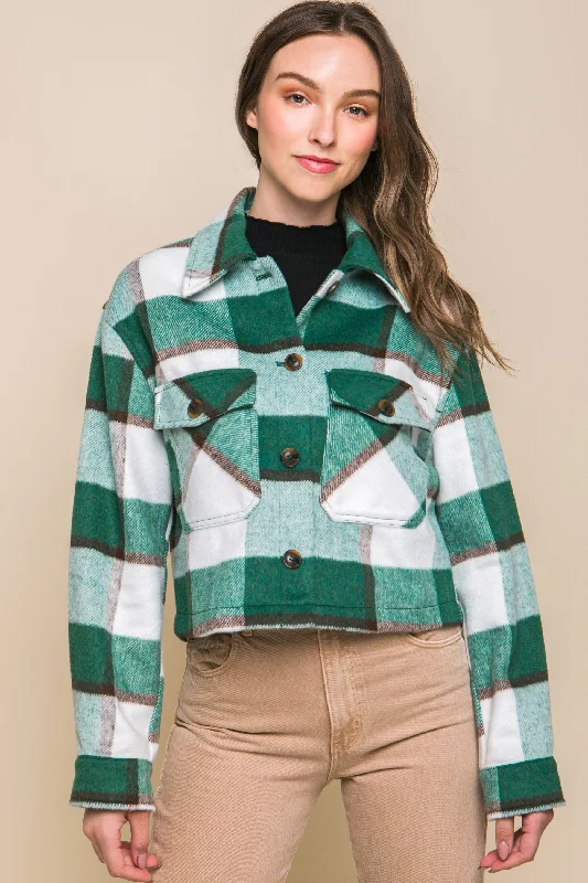 Overstock Yarn Dyed Plaid Button Up Jacket