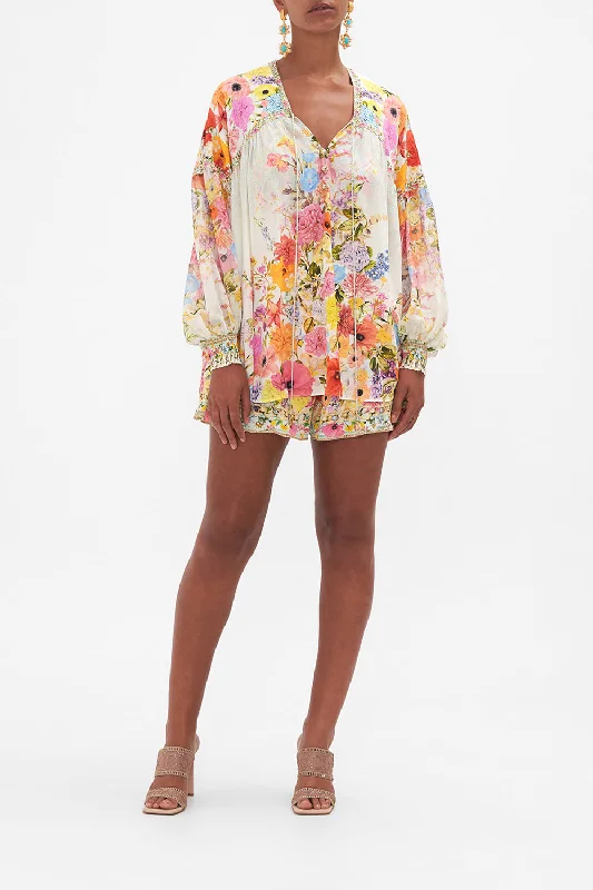 Customer Appreciation Sale BLOUSON BLOUSE WITH NECK TIE SUNLIGHT SYMPHONY