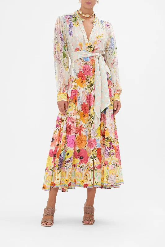 Exclusive Access BUTTON THROUGH DRESS WITH YOKE SUNLIGHT SYMPHONY