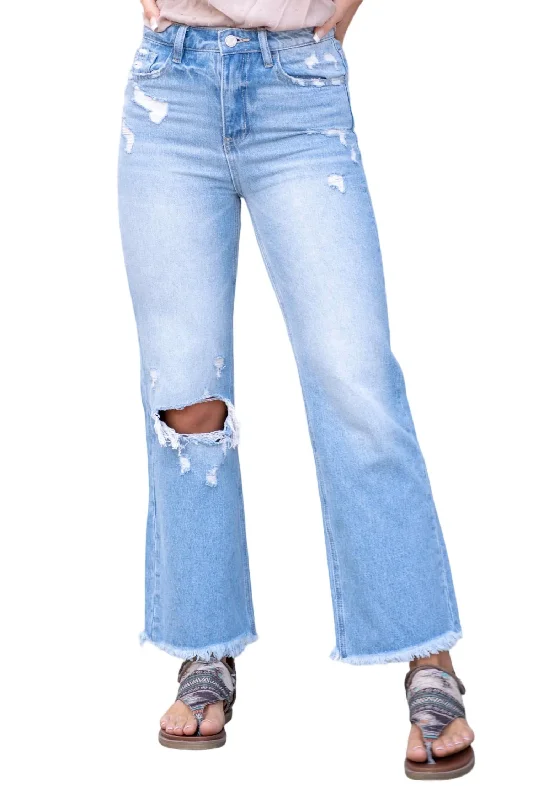 While Supplies Last 90S Vintage Ankle Flare Jeans In Light Blue Wash