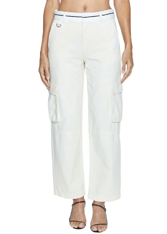 Blowout Deals Addie High Rise Cargo Trouser In Eggshell