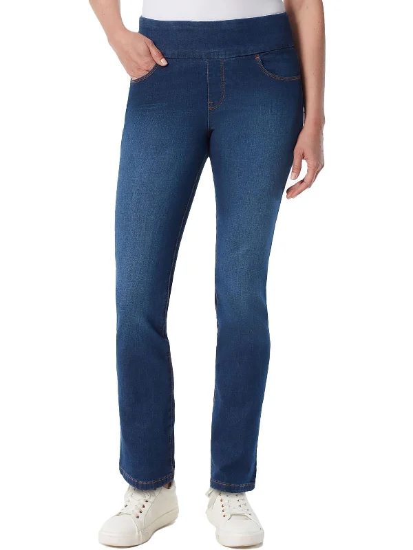 Take Advantage Amanda Womens High Rise Pull On Straight Leg Jeans