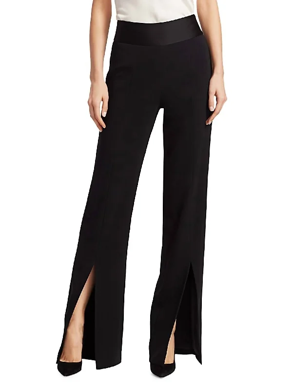 Shop and Save Ariah Crepe Satin Front Slit Pant In Black
