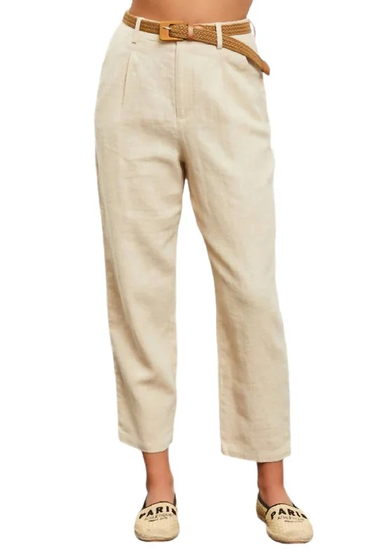 Deal Zone Asher Belted Trousers In Natural