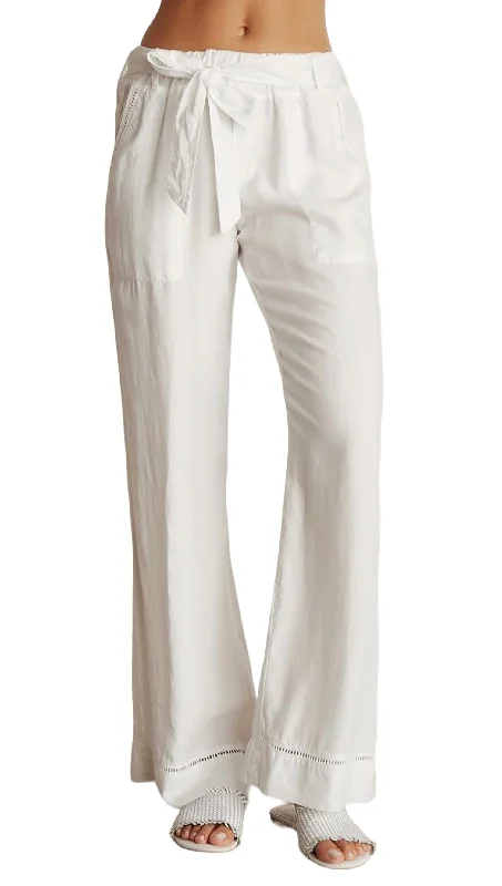 Don't Wait Belted Pocket Wide Leg Pant In White