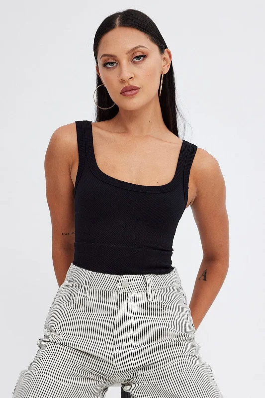 Super Deal Black Bralette Seamless Rib