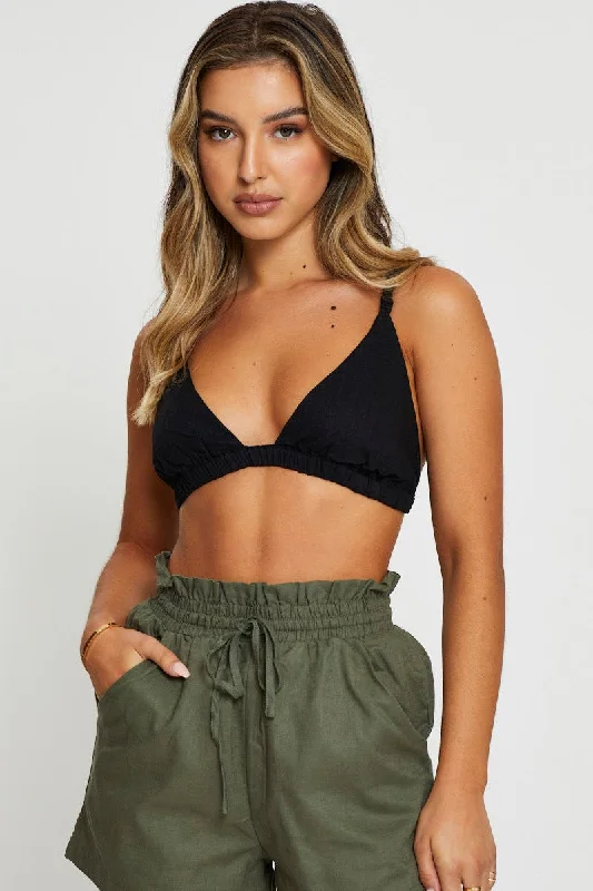 Final Markdown Black Cami Bralette Linen Blend