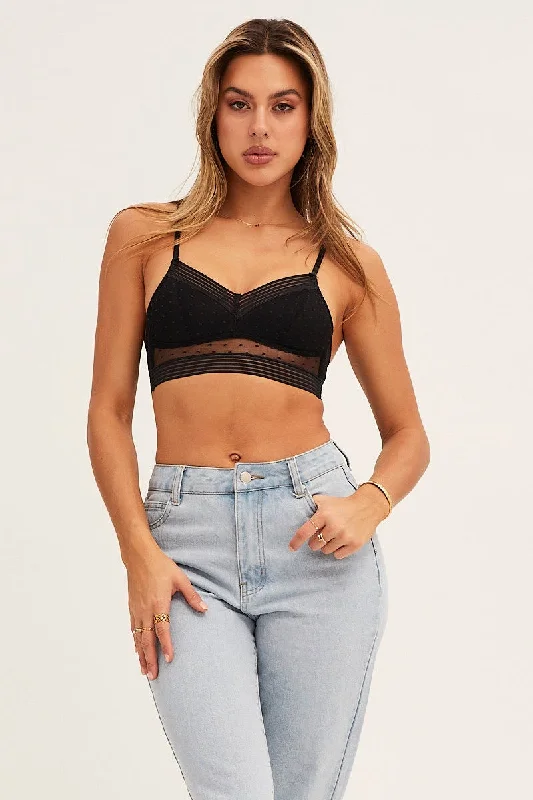Super Sale Black Mesh Bralette