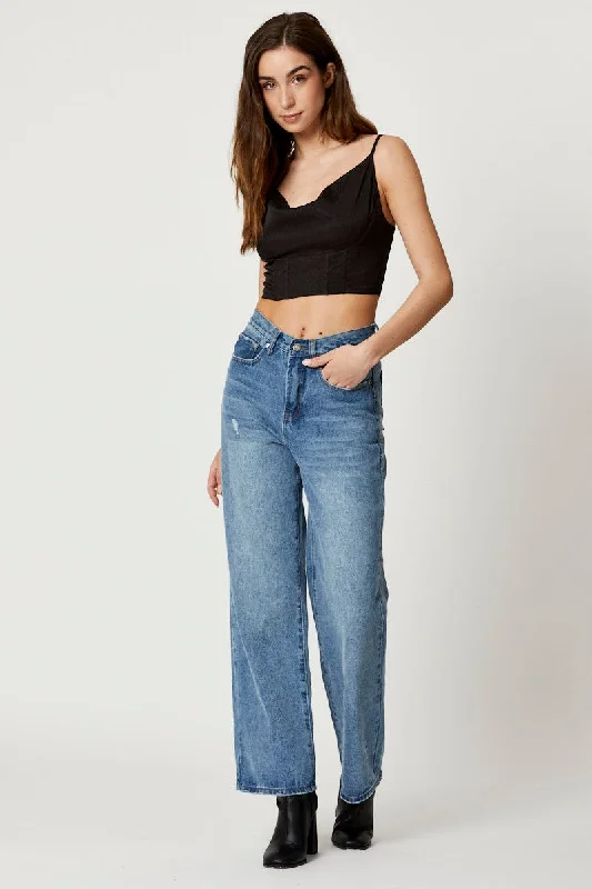 Price Reduction Black Satin Cowl Neck Crop Top
