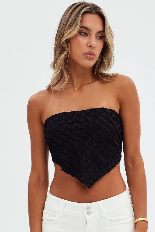 New Markdowns Black Scarf Top Backless