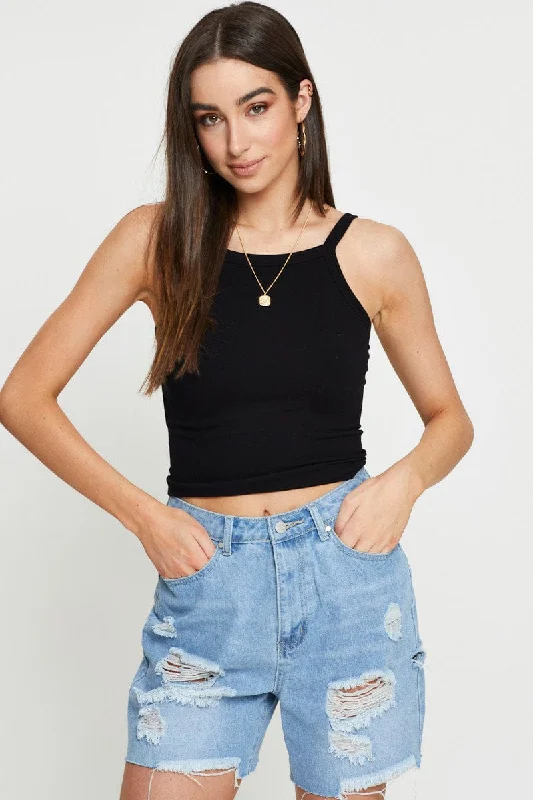 Final Sale Black Singlet Top Sleeveless Seamless
