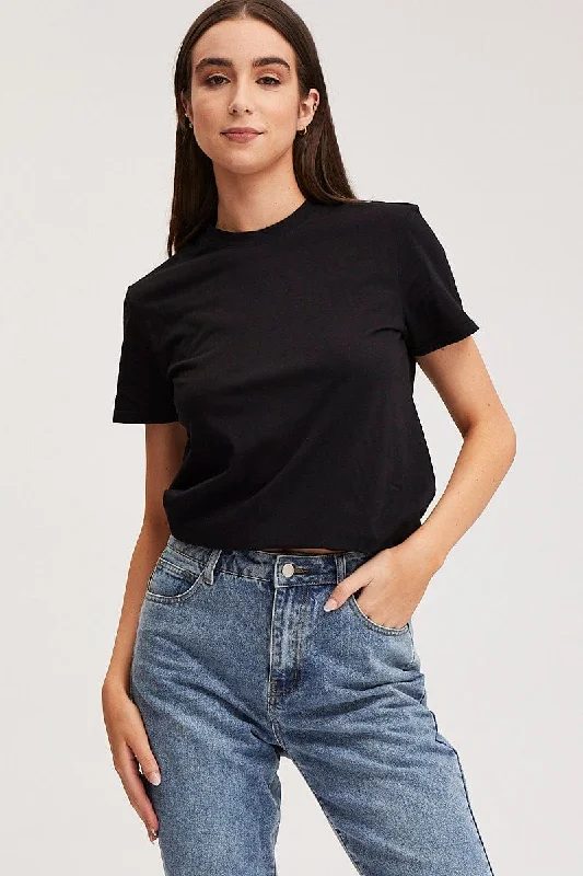 Can't Miss Black T Shirt Short Sleeve Crew Neck