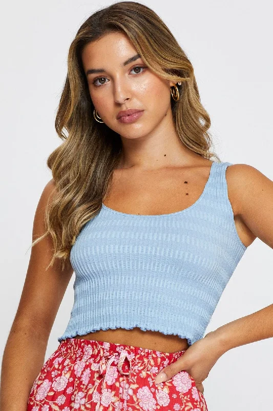 Great Deals Blue Crop Top Seamless