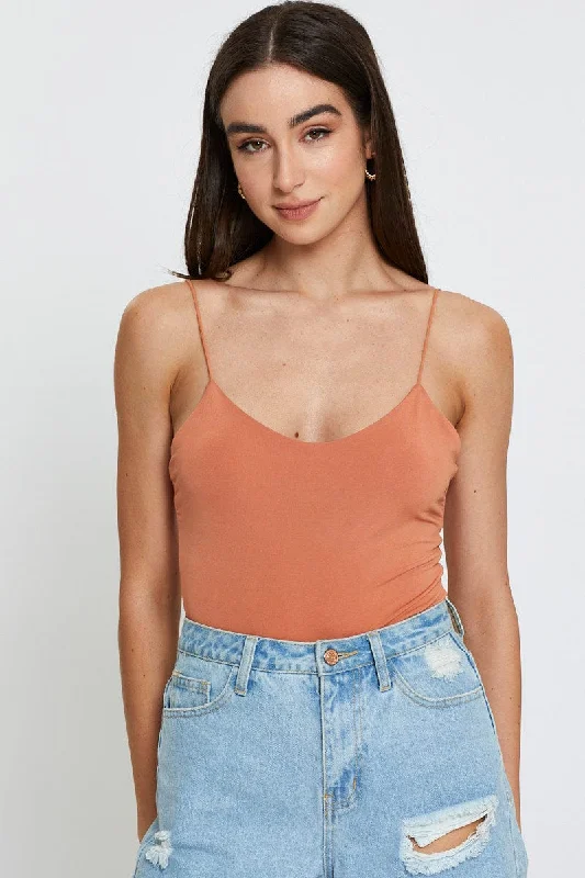 Instant Discount Brown Bodysuit Top