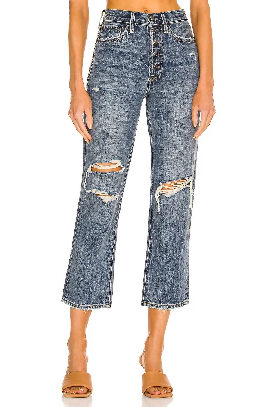 Final Sale Charlie Jean With Exposed Button Fly In Destructed Pulse