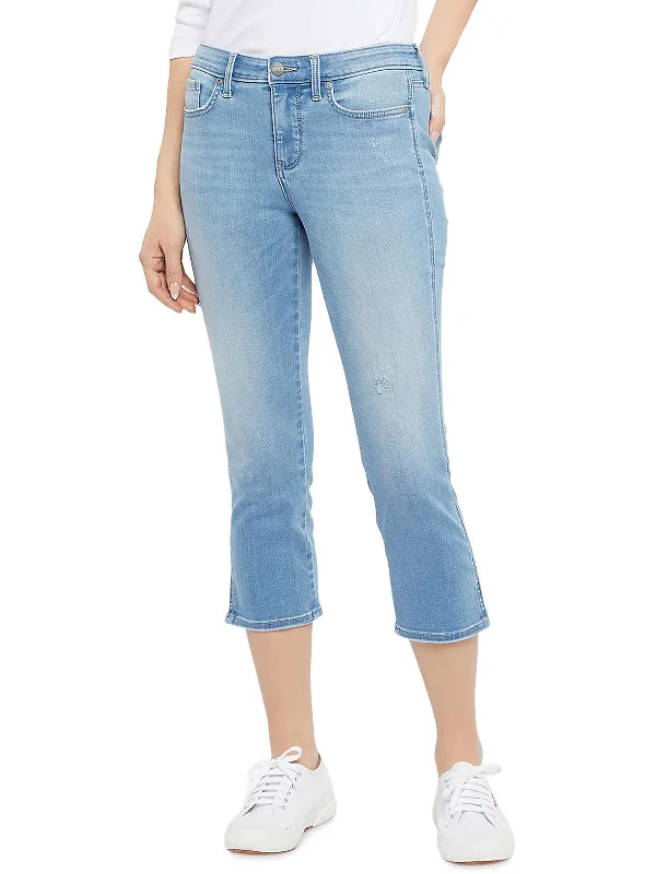 Weekend Deal Chloe Womens Mid Rise Split Hem Capri Jeans